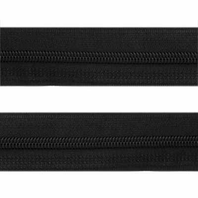 Рулонная молния с покрытием PVC спираль тип 3 (упак.270м) -черная с полосой СВО - купить в Каменске-Шахтинском. Цена: 12.74 руб.