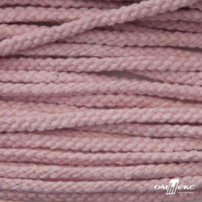 Шнур плетеный d-6 мм круглый, 70% хлопок 30% полиэстер, уп.90+/-1 м, цв.1087-розовый - купить в Каменске-Шахтинском. Цена: 588 руб.