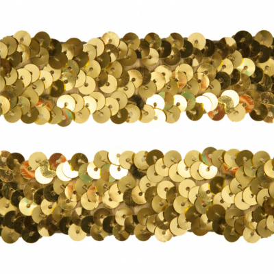 Тесьма с пайетками D16, шир. 30 мм/уп. 25+/-1 м, цвет золото - купить в Каменске-Шахтинском. Цена: 1 087.39 руб.