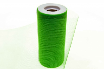 Фатин в шпульках 16-146, 10 гр/м2, шир. 15 см (в нам. 25+/-1 м), цвет зелёный - купить в Каменске-Шахтинском. Цена: 100.69 руб.