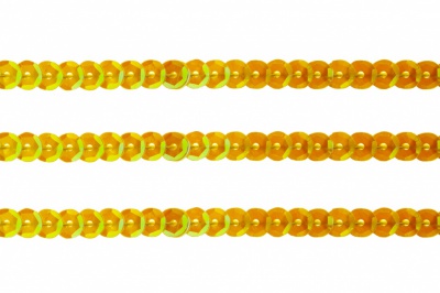 Пайетки "ОмТекс" на нитях, CREAM, 6 мм С / упак.73+/-1м, цв. 92 - золото - купить в Каменске-Шахтинском. Цена: 484.77 руб.