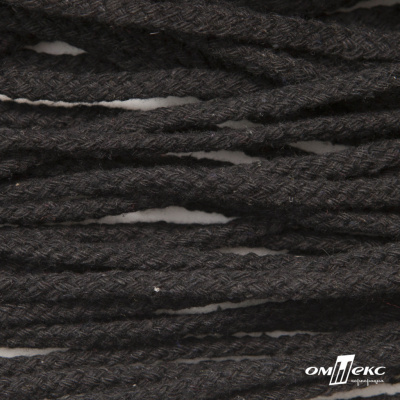Шнур плетеный d-6 мм круглый, 70% хлопок 30% полиэстер, уп.90+/-1 м, цв.1078-черный - купить в Каменске-Шахтинском. Цена: 588 руб.