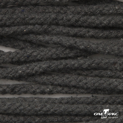 Шнур плетеный d-6 мм круглый, 70% хлопок 30% полиэстер, уп.90+/-1 м, цв.1088-т.серый - купить в Каменске-Шахтинском. Цена: 588 руб.