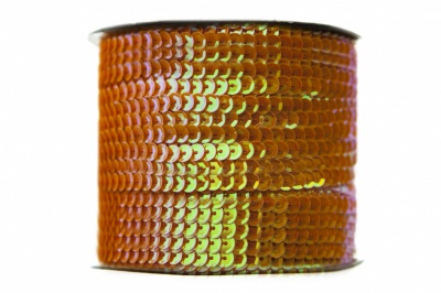 Пайетки "ОмТекс" на нитях, CREAM, 6 мм С / упак.73+/-1м, цв. 88 - оранжевый - купить в Каменске-Шахтинском. Цена: 300.55 руб.
