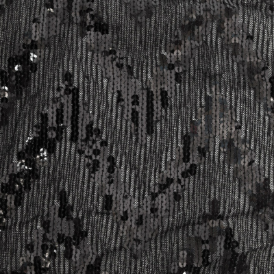 Трикотажное полотно с пайетками, шир.130 см, #311-бахрома чёрная - купить в Каменске-Шахтинском. Цена 1 183.35 руб.