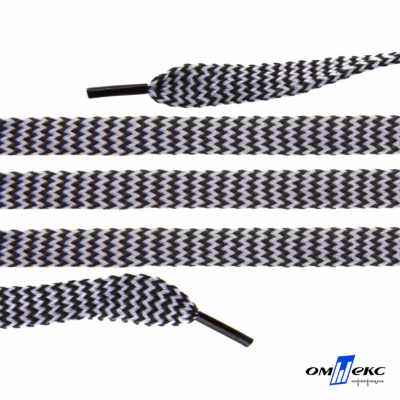 Шнурки #107-07, плоские 130 см, двухцветные цв.серый/чёрный - купить в Каменске-Шахтинском. Цена: 23.03 руб.