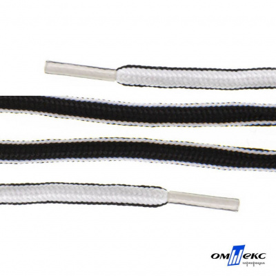 Шнурки #4-27, круглые 130 см, двухцветные (черно/белый) - купить в Каменске-Шахтинском. Цена: 47.04 руб.
