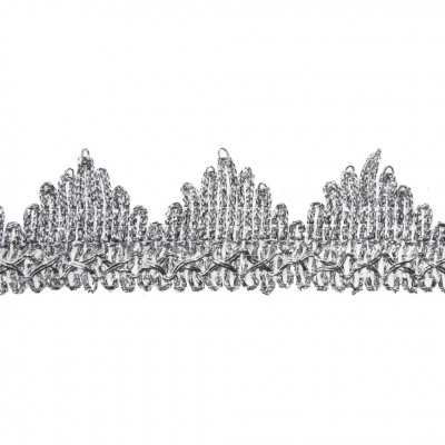 Тесьма металлизированная 0384-0240, шир. 40 мм/уп. 25+/-1 м, цвет серебро - купить в Каменске-Шахтинском. Цена: 490.74 руб.