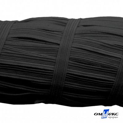 Резиновые нити с текстильным покрытием, шир. 6 мм (55 м/уп), цв.-черный - купить в Каменске-Шахтинском. Цена: 210.75 руб.