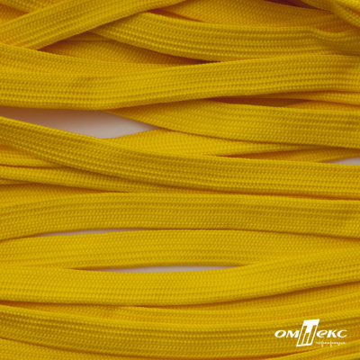 Шнур плетеный (плоский) d-12 мм, (уп.90+/-1м), 100% полиэстер, цв.269 - жёлтый - купить в Каменске-Шахтинском. Цена: 8.62 руб.