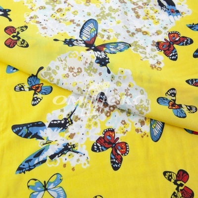 Плательная ткань "Софи" 7.2, 75 гр/м2, шир.150 см, принт бабочки - купить в Каменске-Шахтинском. Цена 241.49 руб.