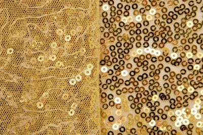 Сетка с пайетками №6, 188 гр/м2, шир.130см, цвет золото - купить в Каменске-Шахтинском. Цена 371.02 руб.