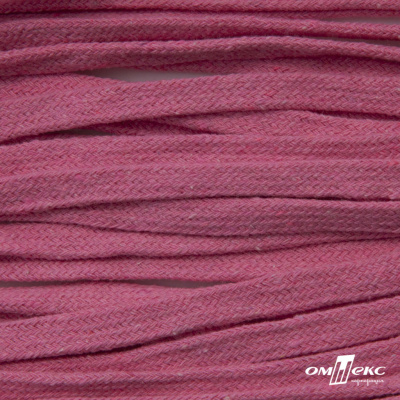 Шнур плетеный d-8 мм плоский, 70% хлопок 30% полиэстер, уп.85+/-1 м, цв.1029-розовый - купить в Каменске-Шахтинском. Цена: 735 руб.