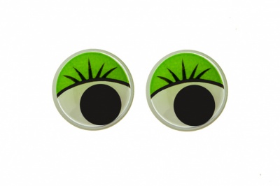 Глазки для игрушек, круглые, с бегающими зрачками, 15 мм/упак.50+/-2 шт, цв. -зеленый - купить в Каменске-Шахтинском. Цена: 113.01 руб.
