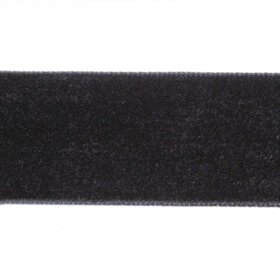 Лента бархатная нейлон, шир.25 мм, (упак. 45,7м), цв.03-черный - купить в Каменске-Шахтинском. Цена: 800.84 руб.