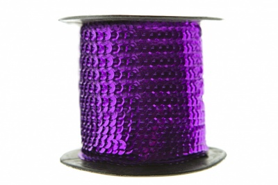 Пайетки "ОмТекс" на нитях, SILVER-BASE, 6 мм С / упак.73+/-1м, цв. 12 - фиолет - купить в Каменске-Шахтинском. Цена: 300.55 руб.