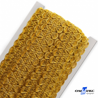 Тесьма металлизированная 0384-0777, шир. 34 мм/уп. 25+/-1 м, цвет золото - купить в Каменске-Шахтинском. Цена: 586.51 руб.