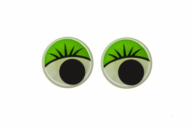 Глазки для игрушек, круглые, с бегающими зрачками, 12 мм/упак.50+/-2 шт, цв. -зеленый - купить в Каменске-Шахтинском. Цена: 95.04 руб.
