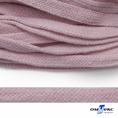 Шнур плетеный d-8 мм плоский, 70% хлопок 30% полиэстер, уп.85+/-1 м, цв.1019-св.розовый - купить в Каменске-Шахтинском. Цена: 735 руб.