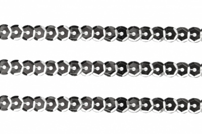 Пайетки "ОмТекс" на нитях, SILVER-BASE, 6 мм С / упак.73+/-1м, цв. 1 - серебро - купить в Каменске-Шахтинском. Цена: 468.37 руб.