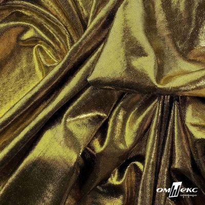 Трикотажное полотно голограмма, шир.140 см, #602 -чёрный/золото - купить в Каменске-Шахтинском. Цена 385.88 руб.