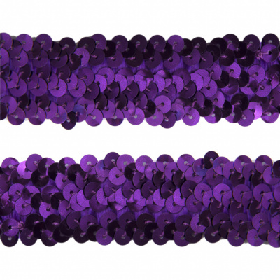 Тесьма с пайетками 12, шир. 30 мм/уп. 25+/-1 м, цвет фиолет - купить в Каменске-Шахтинском. Цена: 1 098.48 руб.