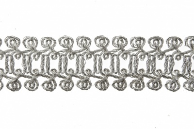 Тесьма металлизированная 7866, шир. 25 мм/уп. 13,7+/-1 м, цвет серебро - купить в Каменске-Шахтинском. Цена: 1 293.60 руб.
