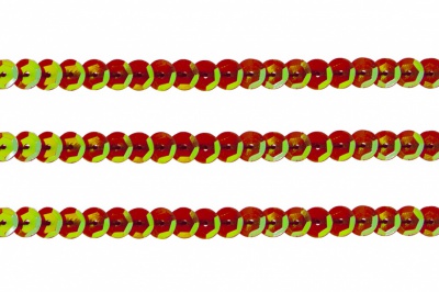 Пайетки "ОмТекс" на нитях, CREAM, 6 мм С / упак.73+/-1м, цв. 96 - красный - купить в Каменске-Шахтинском. Цена: 484.77 руб.