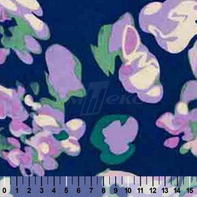 Штапель принт (100% вискоза) D4,C3, 110 гр/м2, шир.140см, принт цветы/василёк - купить в Каменске-Шахтинском. Цена 343 руб.
