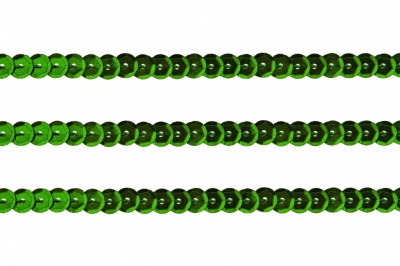Пайетки "ОмТекс" на нитях, SILVER-BASE, 6 мм С / упак.73+/-1м, цв. 4 - зеленый - купить в Каменске-Шахтинском. Цена: 484.77 руб.