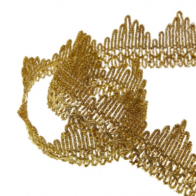 Тесьма металлизированная 0384-0240, шир. 40 мм/уп. 25+/-1 м, цвет золото - купить в Каменске-Шахтинском. Цена: 490.74 руб.